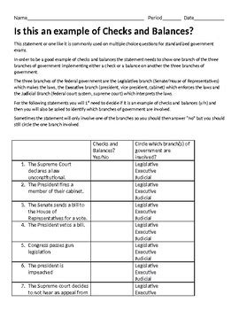 Checks And Balances Worksheet Pdf Answers | TUTORE.ORG - Master of Documents