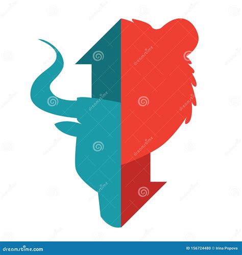 Bull and Bear Symbols on the Stock Market, Vector Illustration. the ...