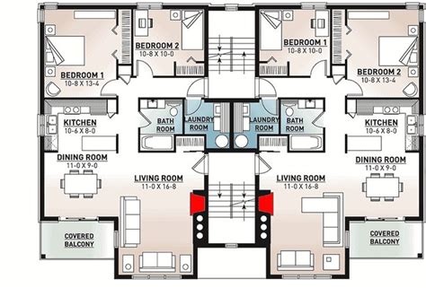 Plan 21425DR: 8-Unit Apartment Complex with Balconies | Small apartment building, Small ...