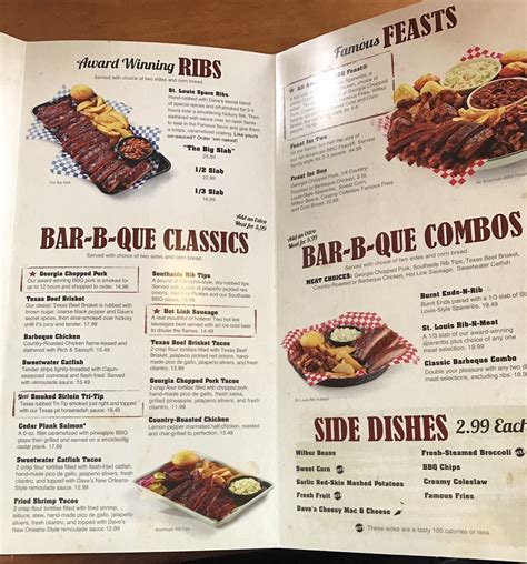 famous dave's menu to go