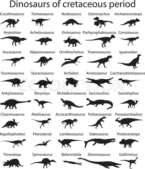 Silhouettes of dinosaurs of cretaceous ... | Stock vector | Colourbox