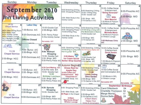 Activity Calendar Template for Seniors | williamson-ga.us