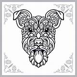 Complex Dog Head With Tongue Coloring Page sketch template