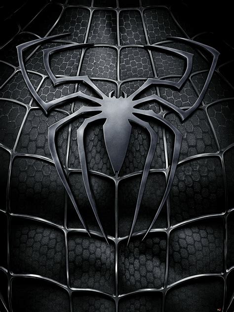 Black spider logo on spiderman costume 2K wallpaper download