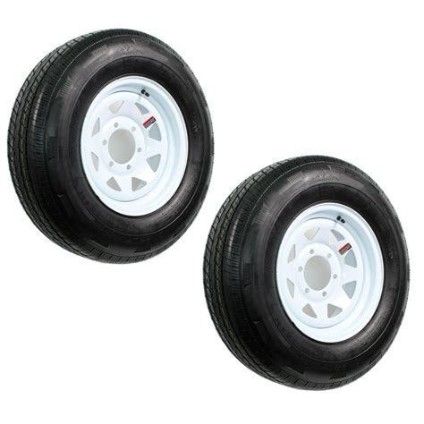 Two Trailer Tires On Rims ST225/75D15 H78-15 225/75-15 D 6 Lug White ...