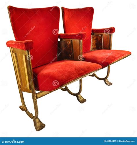 Two Vintage Movie Theater Chairs Isolated On White Stock Image - Image of design, entertainment ...