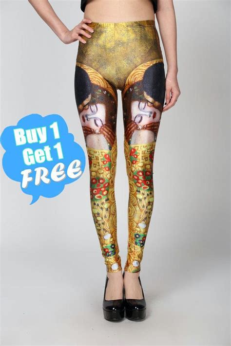 The Kiss Gustav Klimt Printed Leggings Printed by velvetcoc, $18.80 | Printed leggings, The kiss ...