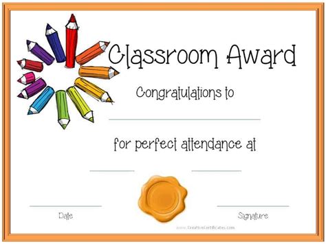 Perfect Attendance Award Certificates | Free Instant Download