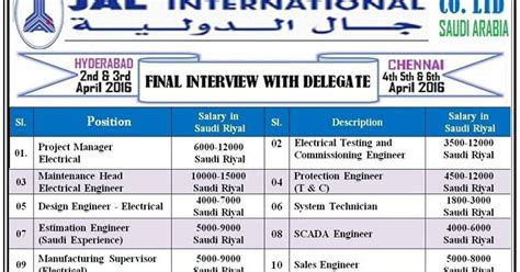 Recruitment for JAL International Co Ltd, Saudi Arabia