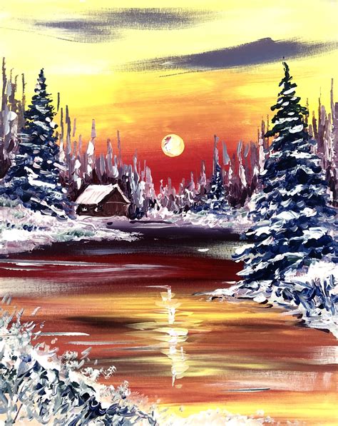 Cozy Winter Painting: Warm Winter Hideaway