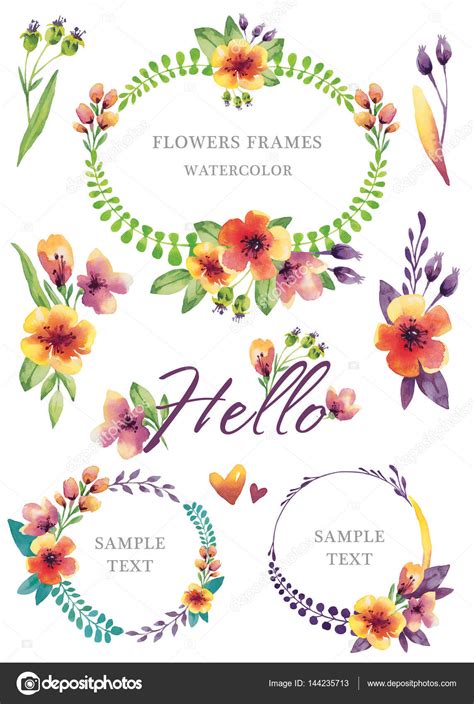 Watercolor botanical borders set. — Stock Photo © anastezzzia.gmail.com ...