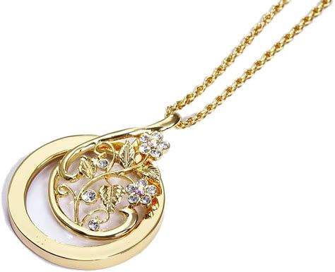 Gold-plated foliage Magnifying Glass Pendant Necklace 26inch Ornate Magnifying Glass Necklace ...