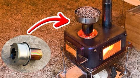 Homemade Pellet Stove for Camp, A Stunning View of the Fire Pouring Down - Pellet Burner Gen.2 ...