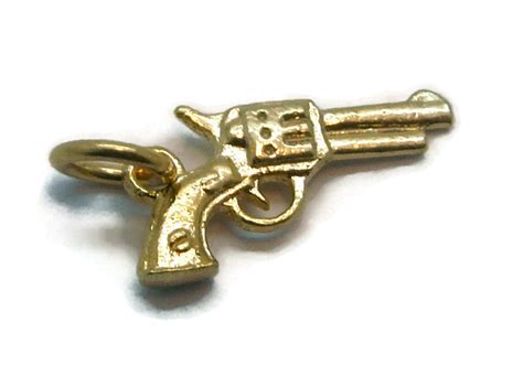 14K YELLOW GOLD GUN CHARM PENDANT!!