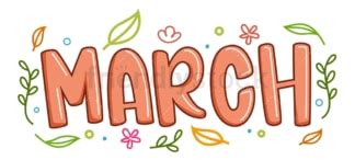 Text Doodle March Cartoon Vector Clipart - FriendlyStock