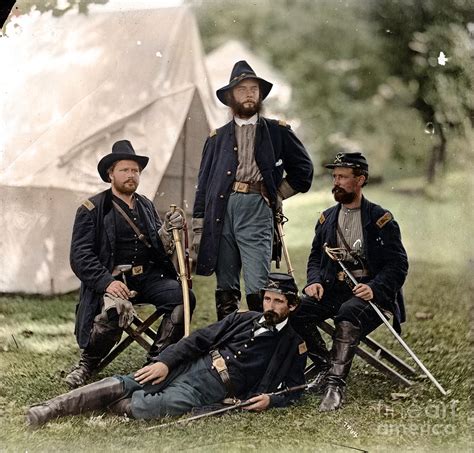 4 Union Officers Of The 4th Pennsylvania Cavalry Photograph by ...