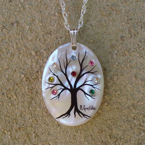 Family Tree Necklace Medium Oval 8 stone maximum by NatalieGentilo