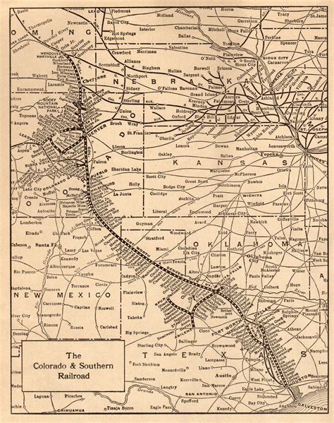 1909 Antique COLORADO and SOUTHERN RAILROAD Map Galveston to | Etsy in ...