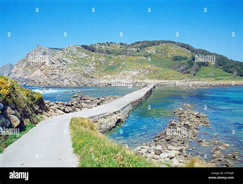 Lagoon and path. Cies Islands, Atlantic Islands National Park, Pontevedra province, Galicia ...