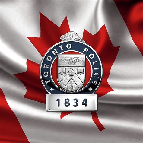 Toronto Police Service - T P S Officer Badge over Canadian Flag Digital Art by Serge Averbukh