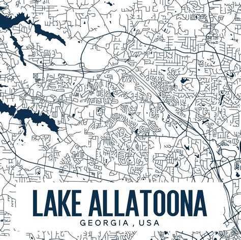 Lake Allatoona Georgia Printable Map Lake Allatoona Map Art - Etsy