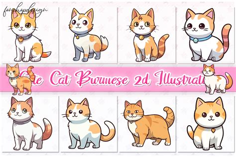 Cute Cat Burmese 2d Illustration Graphic by FonShopDesign · Creative Fabrica