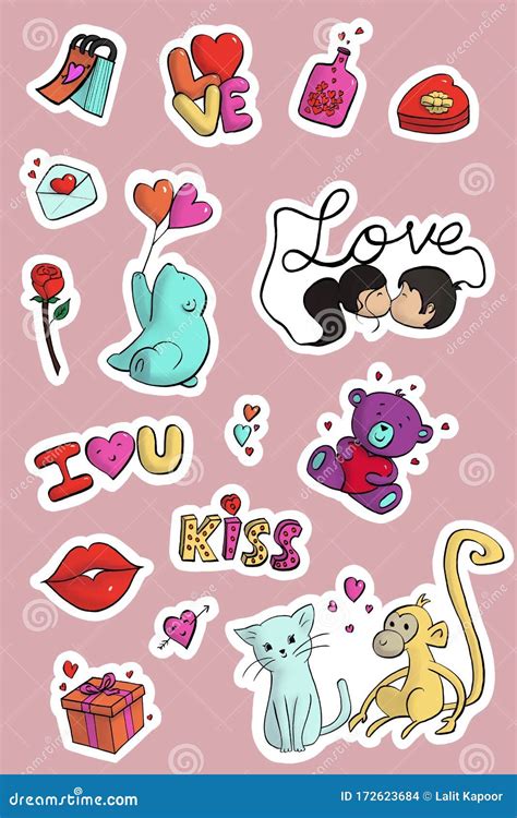 Love Stickers With Phrases And Symbols Vector Illustration | CartoonDealer.com #107612536