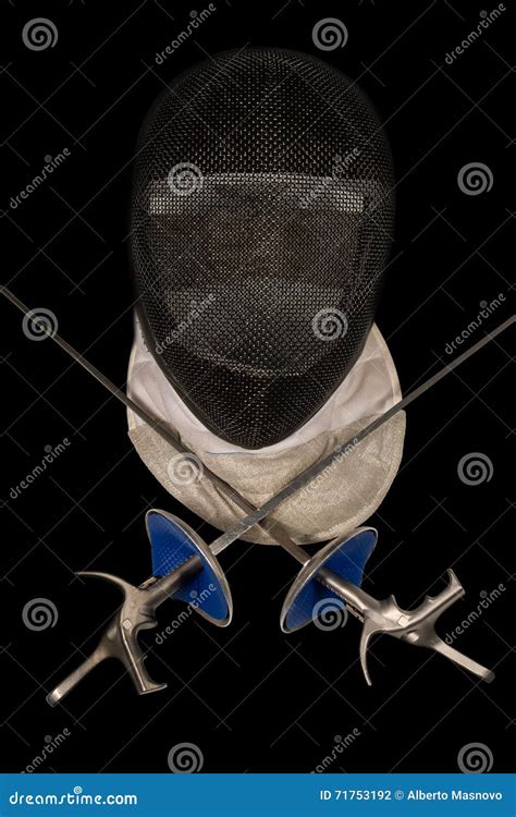 Fencing Foil Equipment Isolated on Black Stock Photo - Image of ...