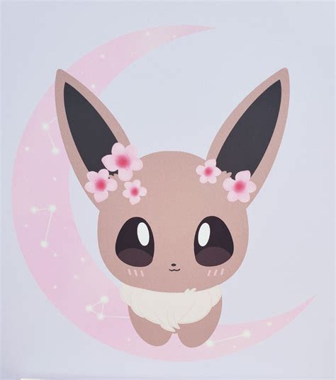 Cute Eevee pastel Art Print Anime Bunny Fairy Minimalist Wall - Etsy México