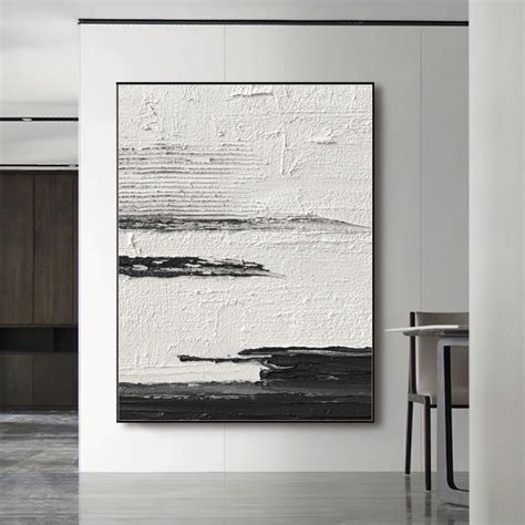 Black White Abstract Painting, Black White Minimalist Painting, Black ...