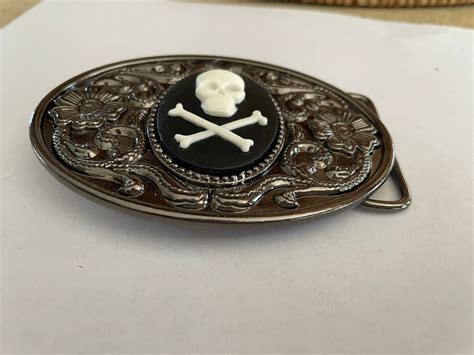 Skull Crossbones Belt Buckle Portrait Skeleton Western | Etsy