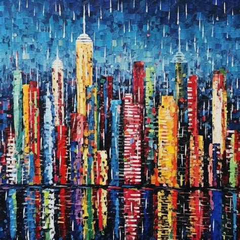 Premium AI Image | abstract painting of skyscrapers in the city art ...