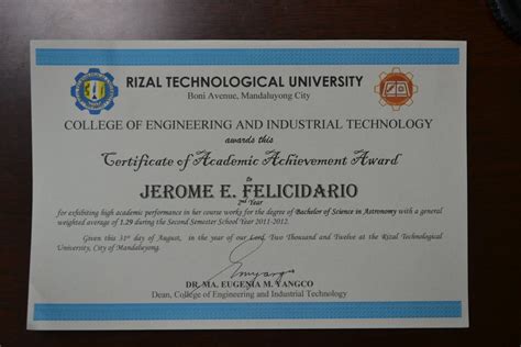 RTU ASTRONOMY SOCIETY: Academic Achievement Award