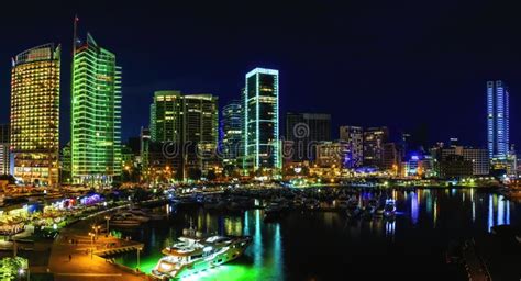 Beirut Downtown Waterfront - Night Panoramic Editorial Image - Image of waterfront, tyre: 199926065