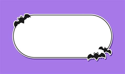 Bat long rounded border frame name tag sticker template. Halloween ...