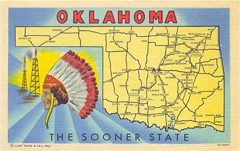 POSTCARDY: the postcard explorer: Map: Oklahoma, the Sooner State