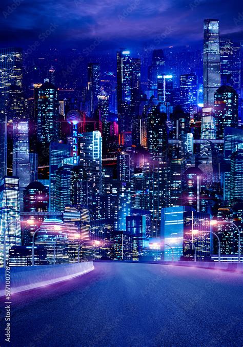 cyber city background, night city background Stock Photo | Adobe Stock