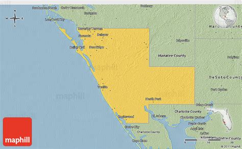 Savanna Style 3D Map of Sarasota County