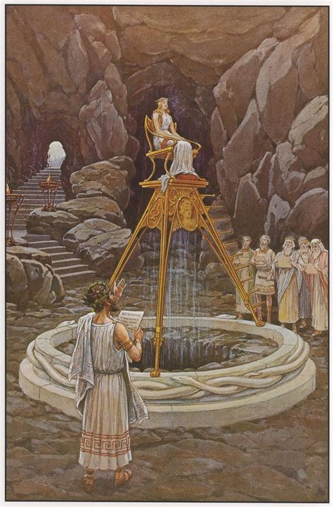 Pythia in the Temple of Apolo at Delphi. The artwork was done by famed occult artist, John ...