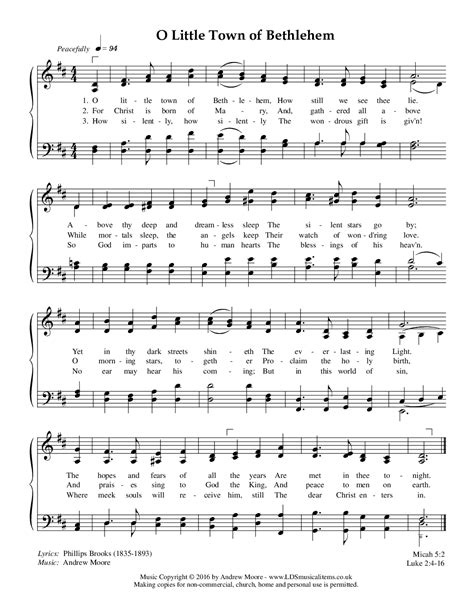 O Little Town Of Bethlehem (new tune) (by Andrew Moore -- SATB)