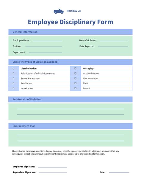 Employee Disciplinary Action Form