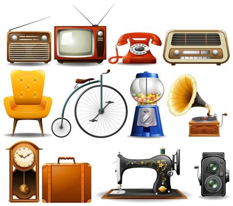 Many type of vintage objects 302370 Vector Art at Vecteezy