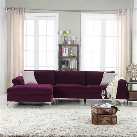 Modern Velvet Fabric Sectional Sofa, Large L-Shape Couch with Wide ...