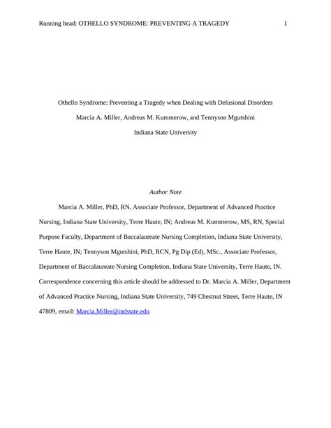 (PDF) Othello Syndrome: Preventing a Tragedy when Treating Patients ...