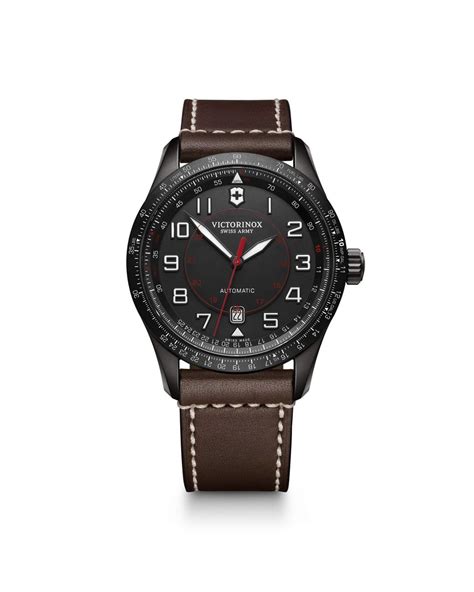 Victorinox Leather Automatic Watch in Black for Men - Lyst