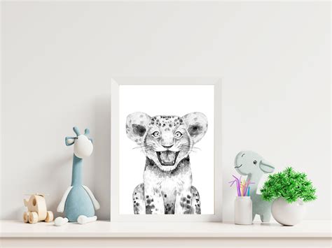 Black and White Lion Wall Art Digital Download Printable | Etsy