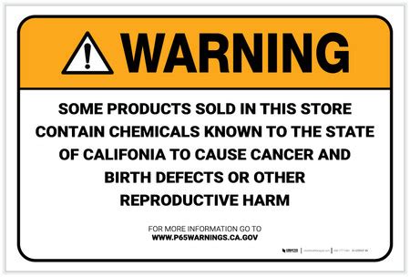 Warning: Prop 65 Products - Label