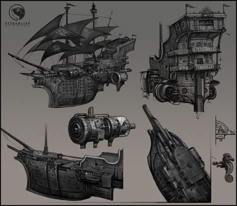 Fantasy Places, Sci Fi Fantasy, Steampunk Ship, Flying Ship, Pirate ...