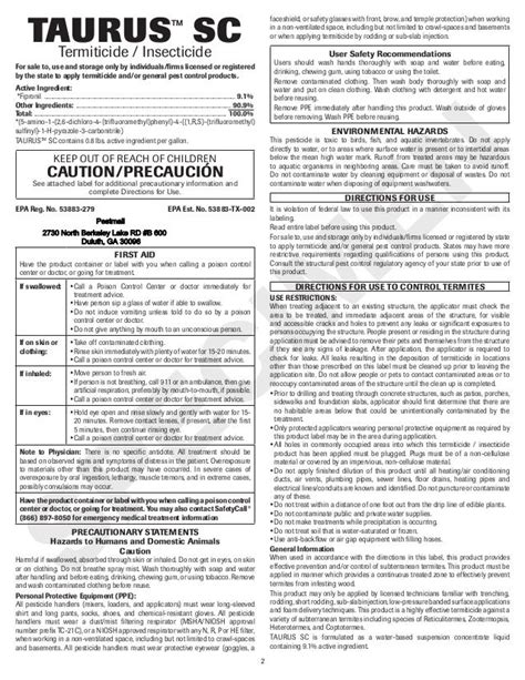 Taurus Sc Insecticide Label - Ythoreccio