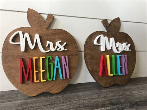 Teacher Gifts Teacher Name Wood Sign Custom Teacher Gift Apple Teaching Decor - Etsy | Custom ...